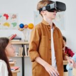 Virtual Classroom - A Boy using Virtual Reality Headset