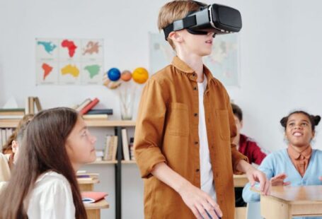 Virtual Classroom - A Boy using Virtual Reality Headset