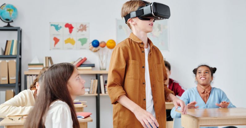 Virtual Classroom - A Boy using Virtual Reality Headset